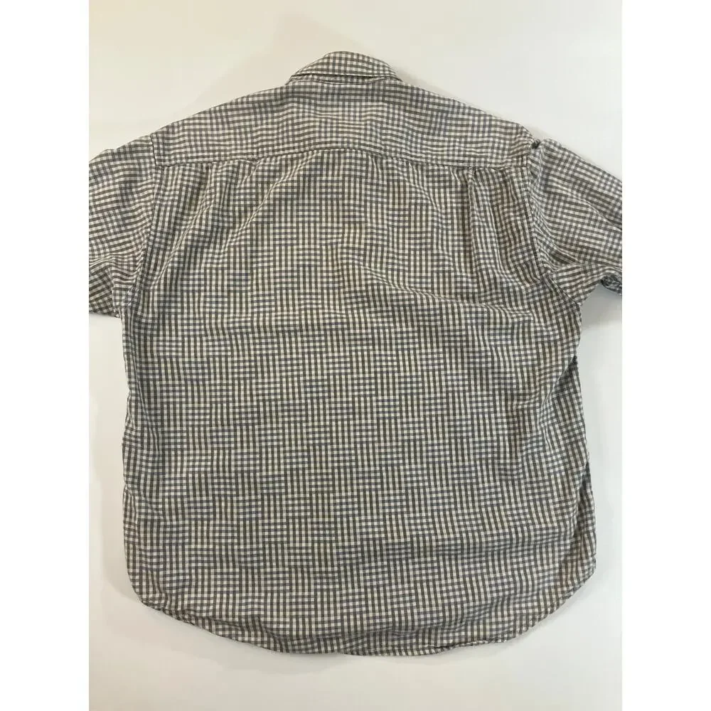 Re-Union Menswear Men’s L Plaid Button Up Shirt 100% Cotton Made Hong Kong